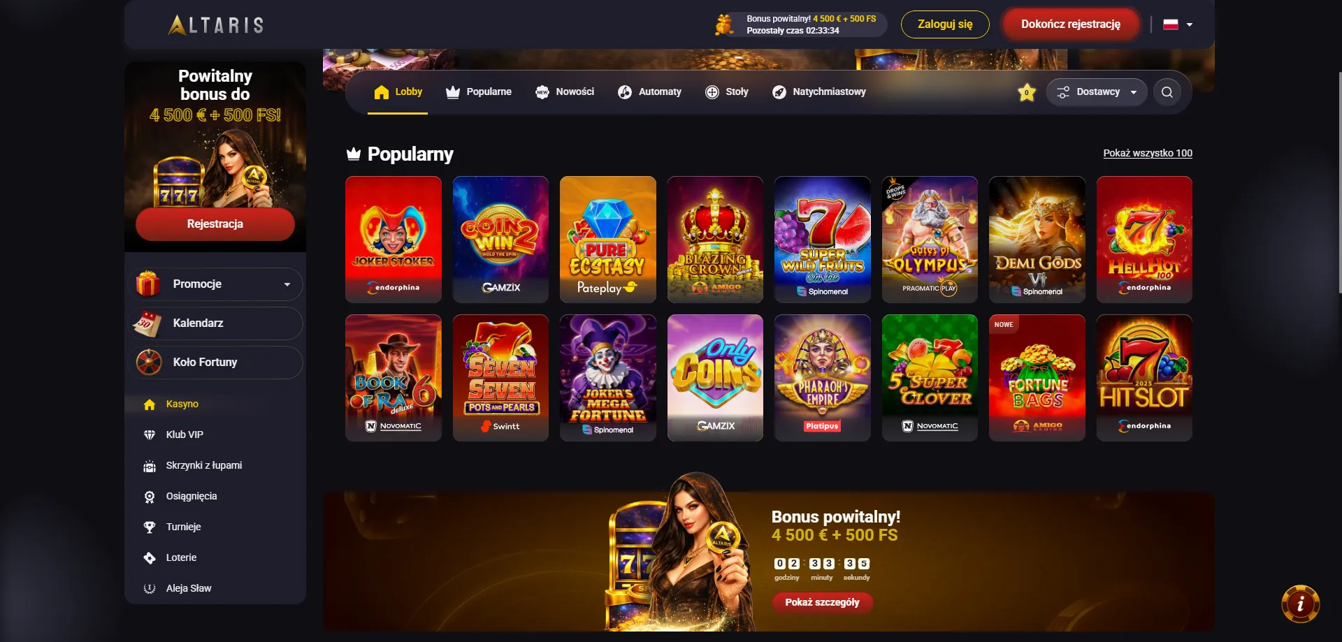 Altaris Casino automaty online &ndash; ponad 4800 gier do wyboru