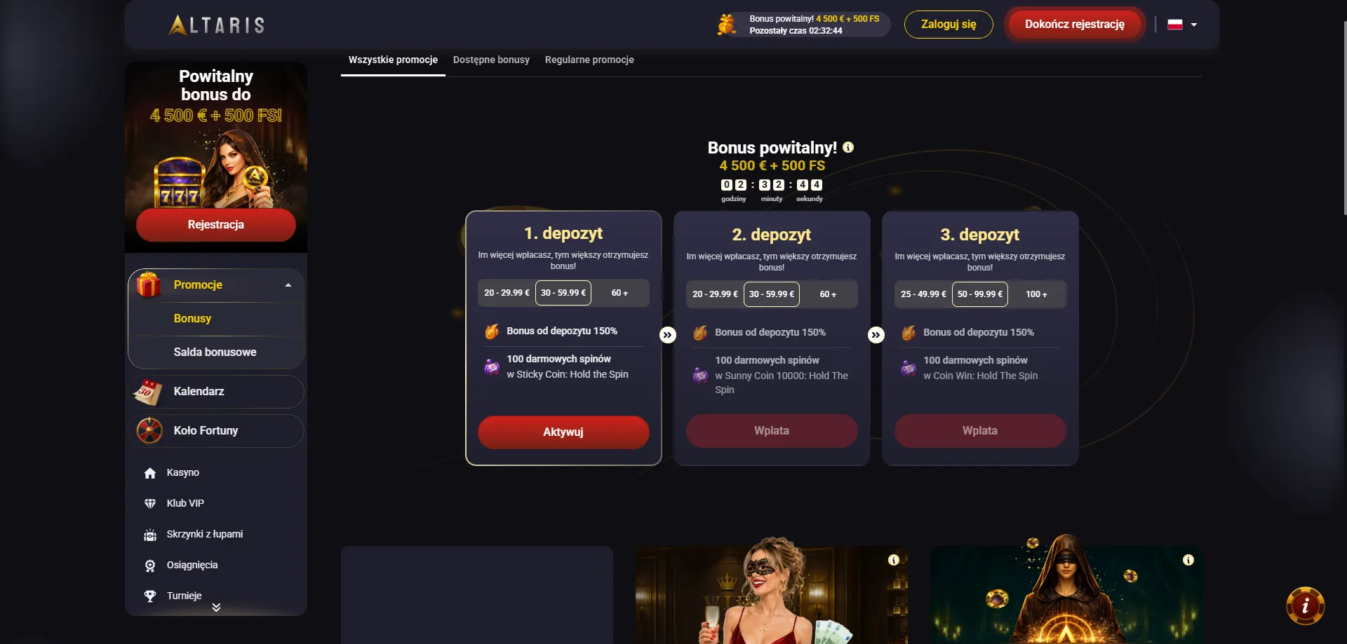 Altaris Casino bonusy i promocje dla polskich graczy 2026